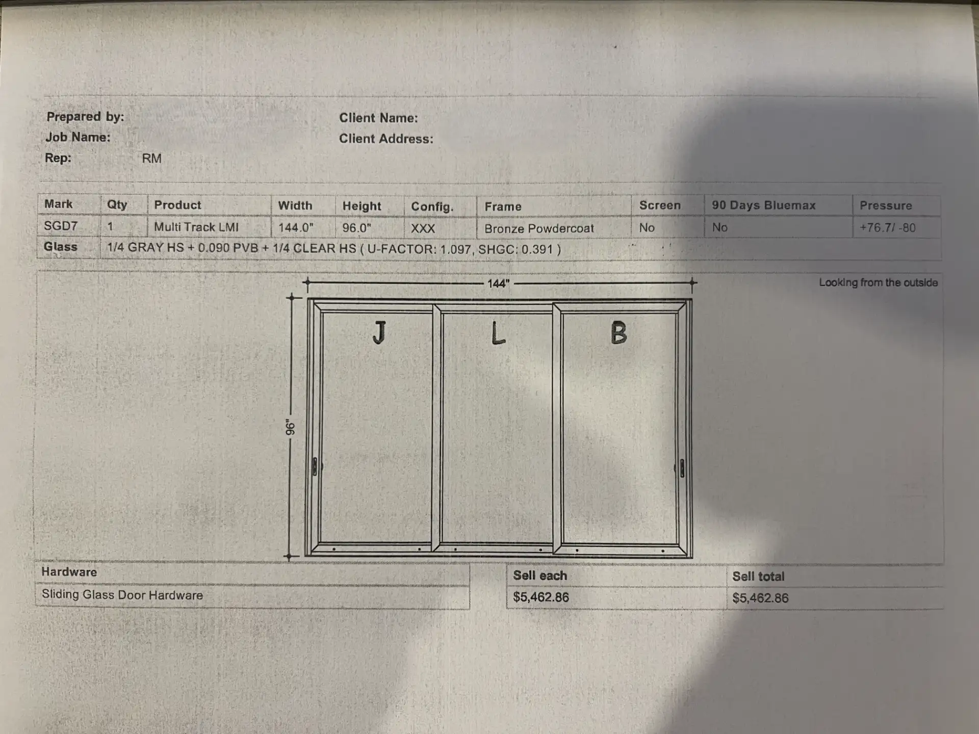 Sliding Door Panel · Mr Glass — 144" × 96"